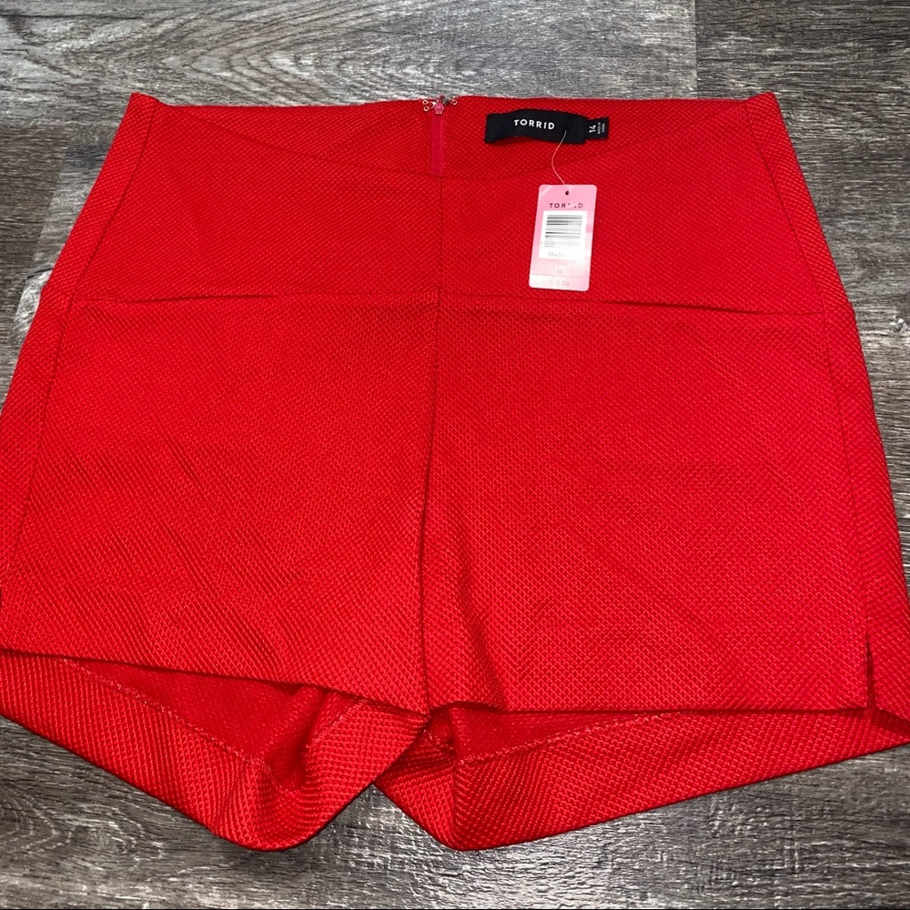 Torrid Red High Waist textured back zipper shorts
